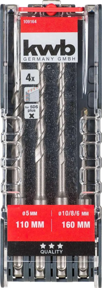 KWB Gereedschapsstaal Hamerboorset SDS-Plus 4-delig 5-10mm
