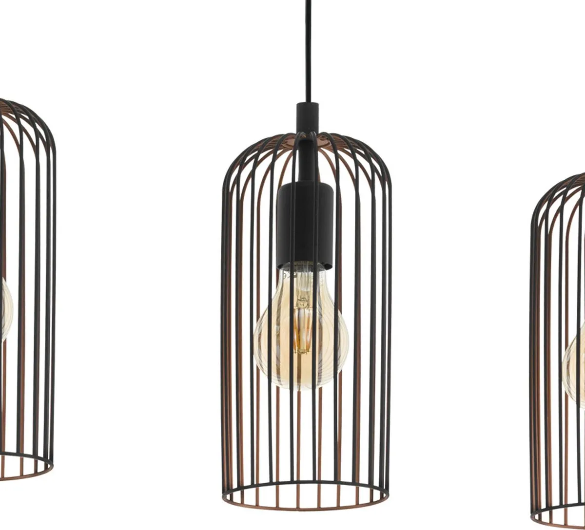 Eglo Roccamena Hanglamp E27 - 4 Lichtpunten - Zwart/Koper