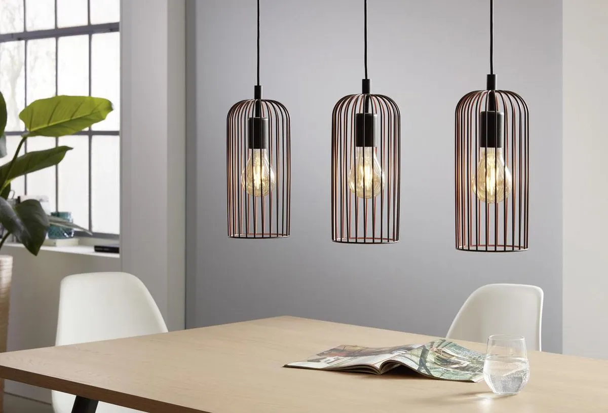 Eglo Roccamena Hanglamp E27 - 4 Lichtpunten - Zwart/Koper - afbeelding 6 van 6
