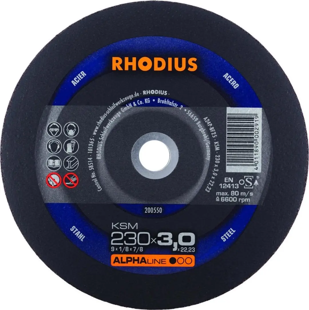 Rhodius Alphaline I KSM 200550 Doorslijpschijf 230x22,23x3mm