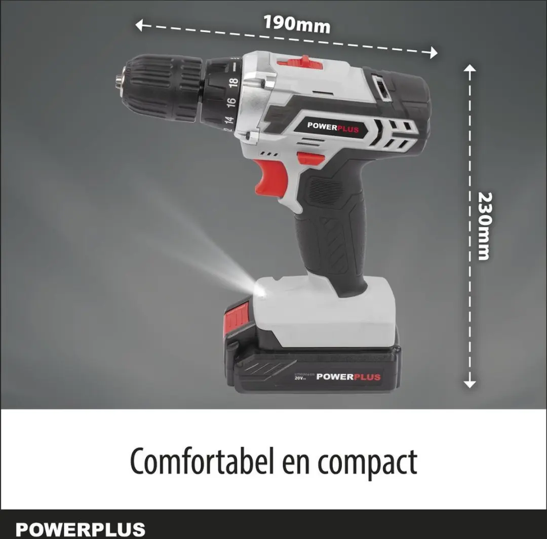 Powerplus POWC1071 Accuboormachine 20V - 1300mAh - 2 snelheden