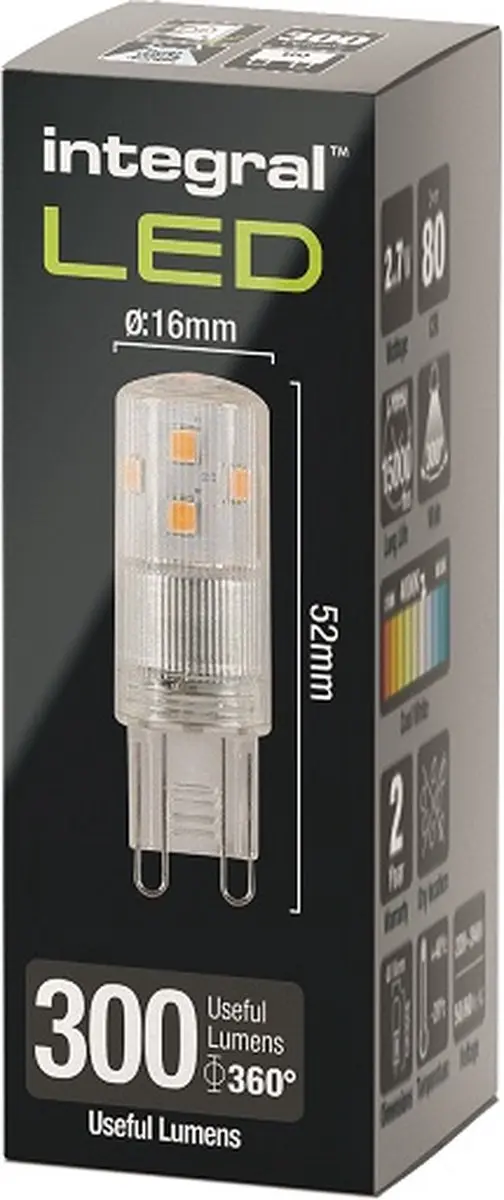 Integral Capsule Steeklamp G9 2.7W Koel Wit - Mat Glas
