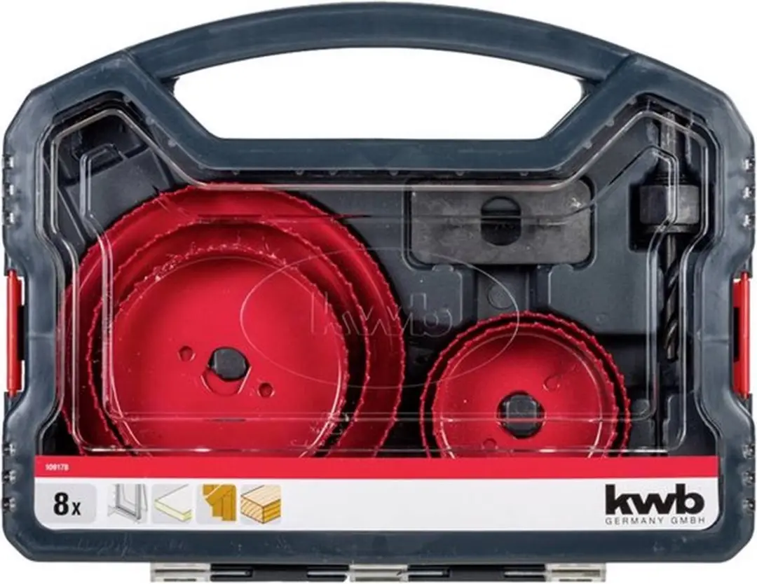 KWB Gatzaagset 8-delig 67-127mm - HSS-centerboor - Kunststof koffer