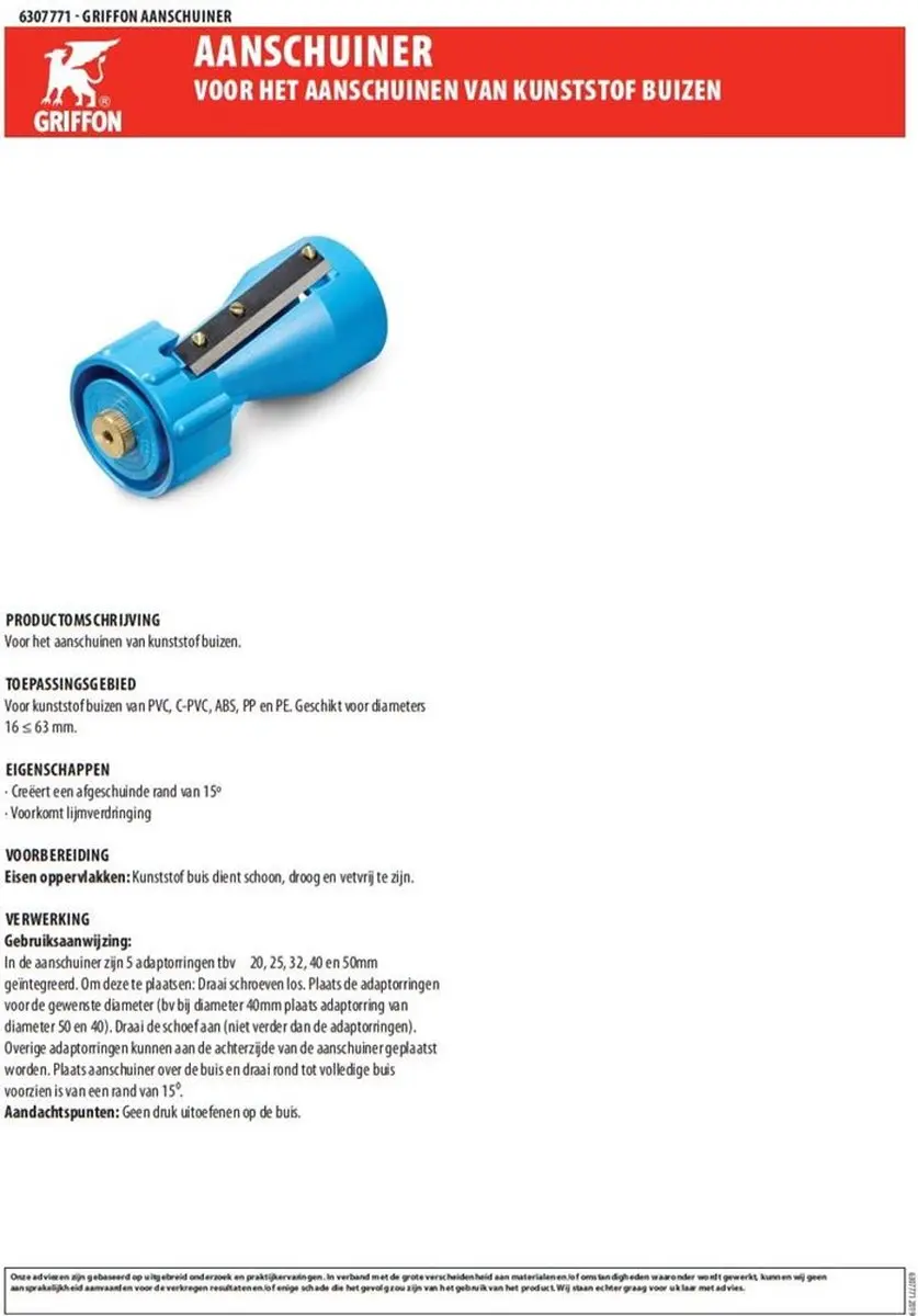 Griffon AK471 Ruimer/Ontbramer 16-63mm - Handbediening