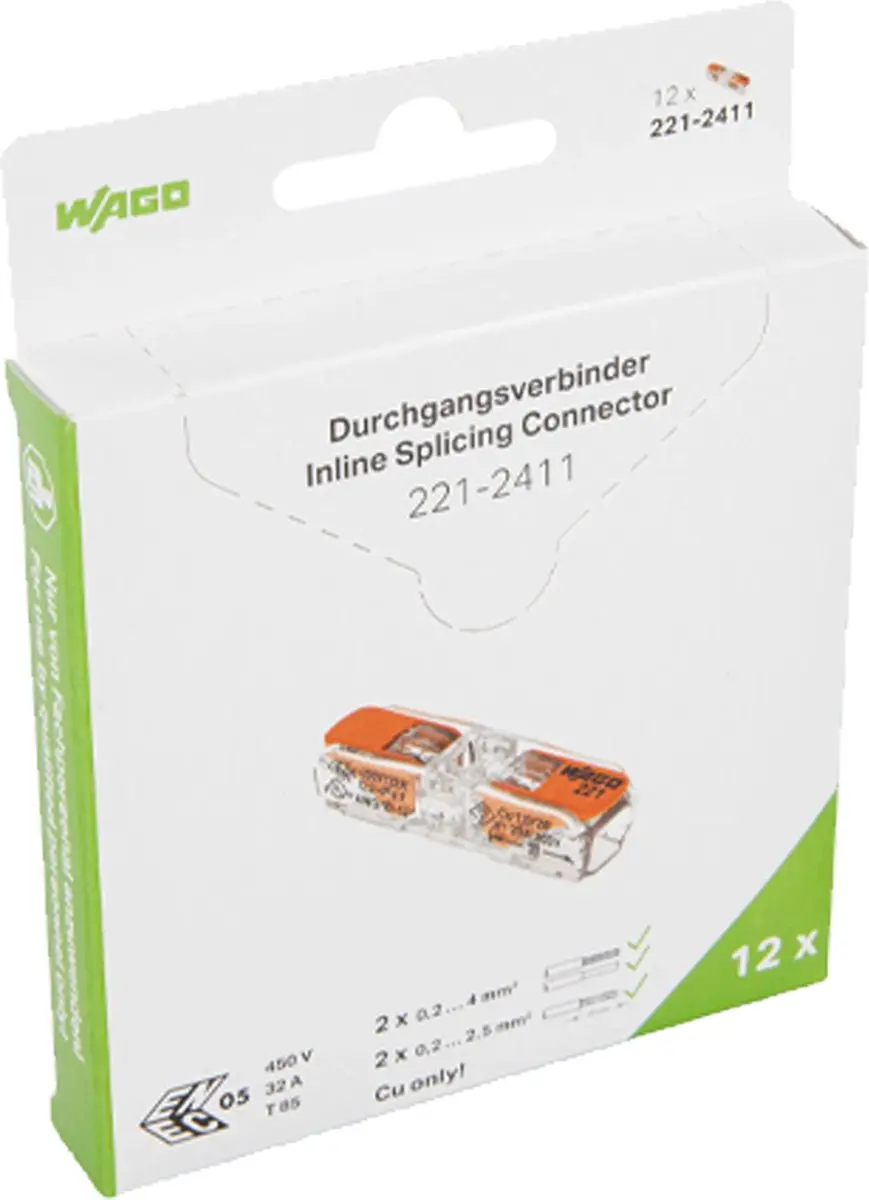 WAGO 221-2411 Doorvoerklem 1-voudig