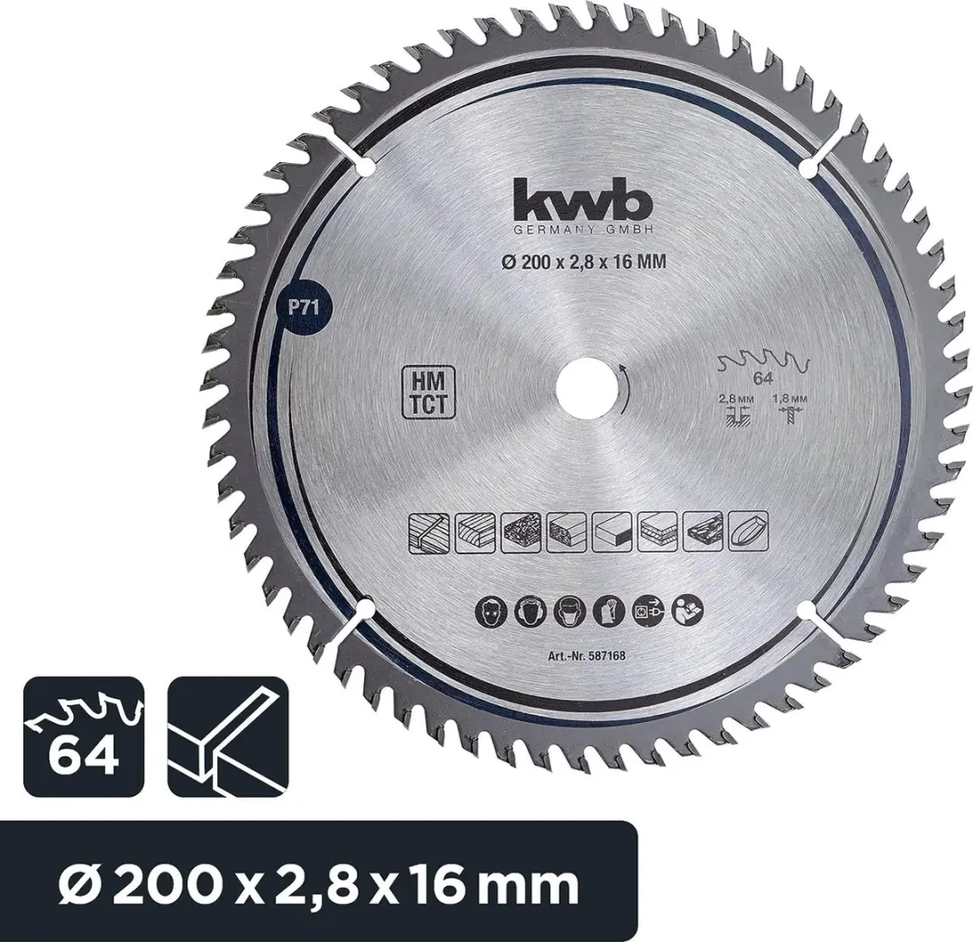 KWB Cirkelzaagblad 200x16mm - 64 Tanden