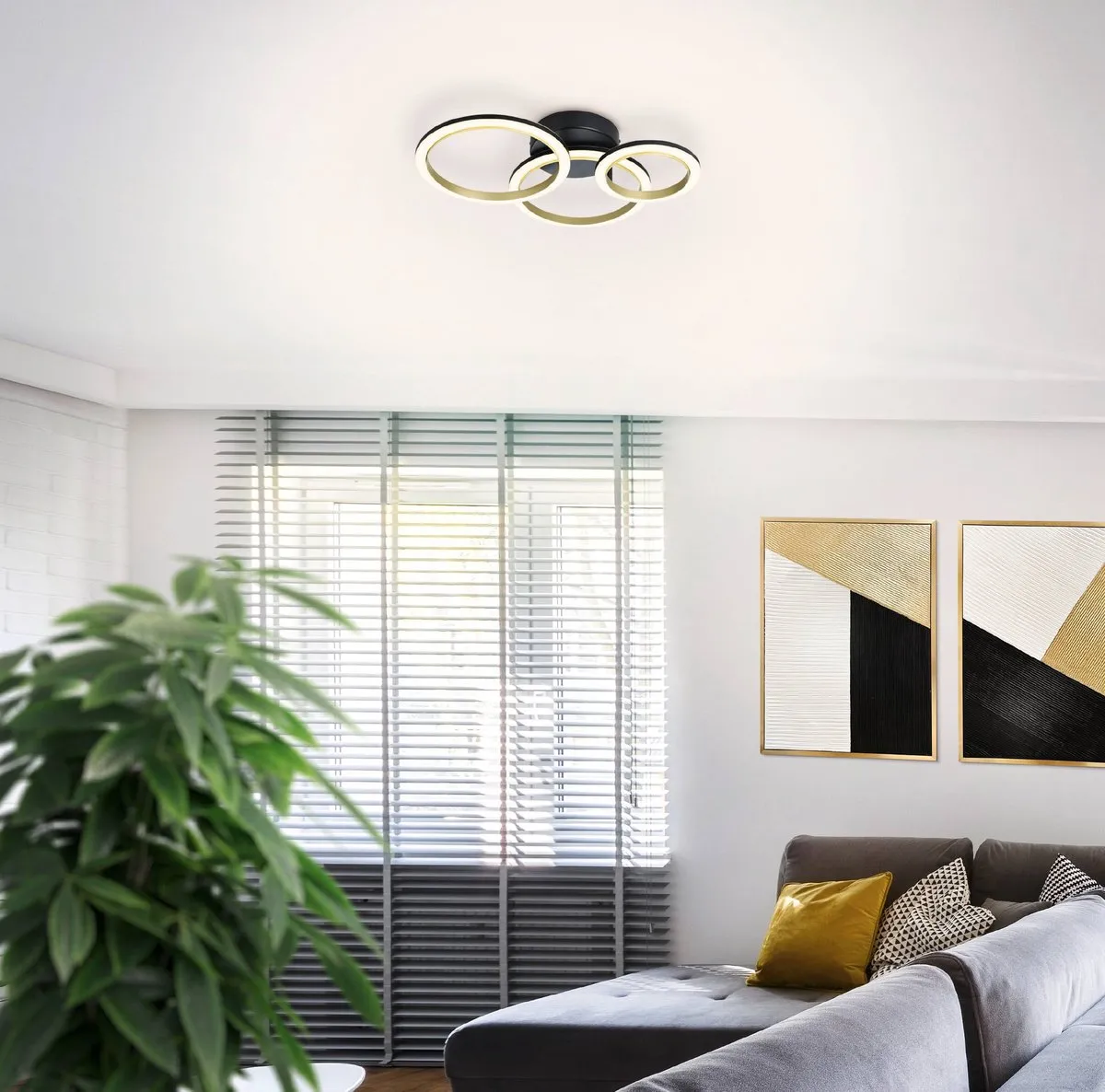 Eglo Calliera Plafondlamp LED 49cm - Zwart/Goud/Wit