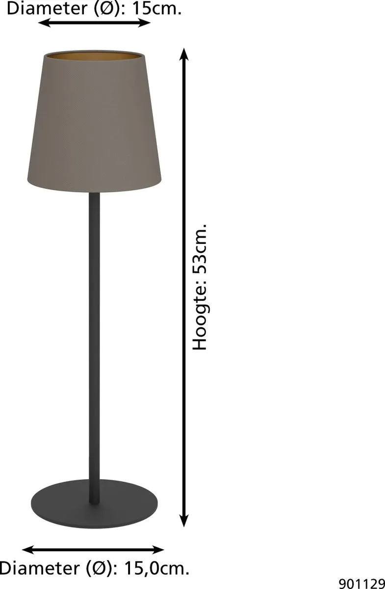 Eglo Fiorana Tafellamp E14 - 53cm - Zwart/Cappucino/Goud - afbeelding 6 van 6