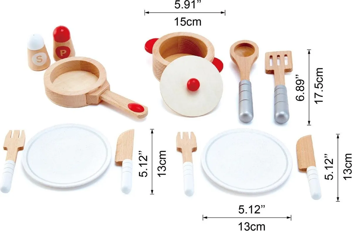 Hape Houten Kook & Serveerset - Meerkleurig