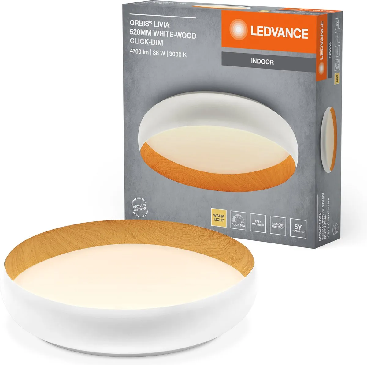 LEDVANCE Orbis Livia Plafondlamp 36W 2000lm