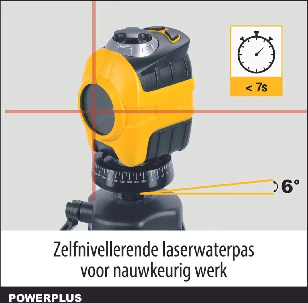 Powerplus POWX720 Zelfnivellerende Laserwaterpas - Max 10m - Geel