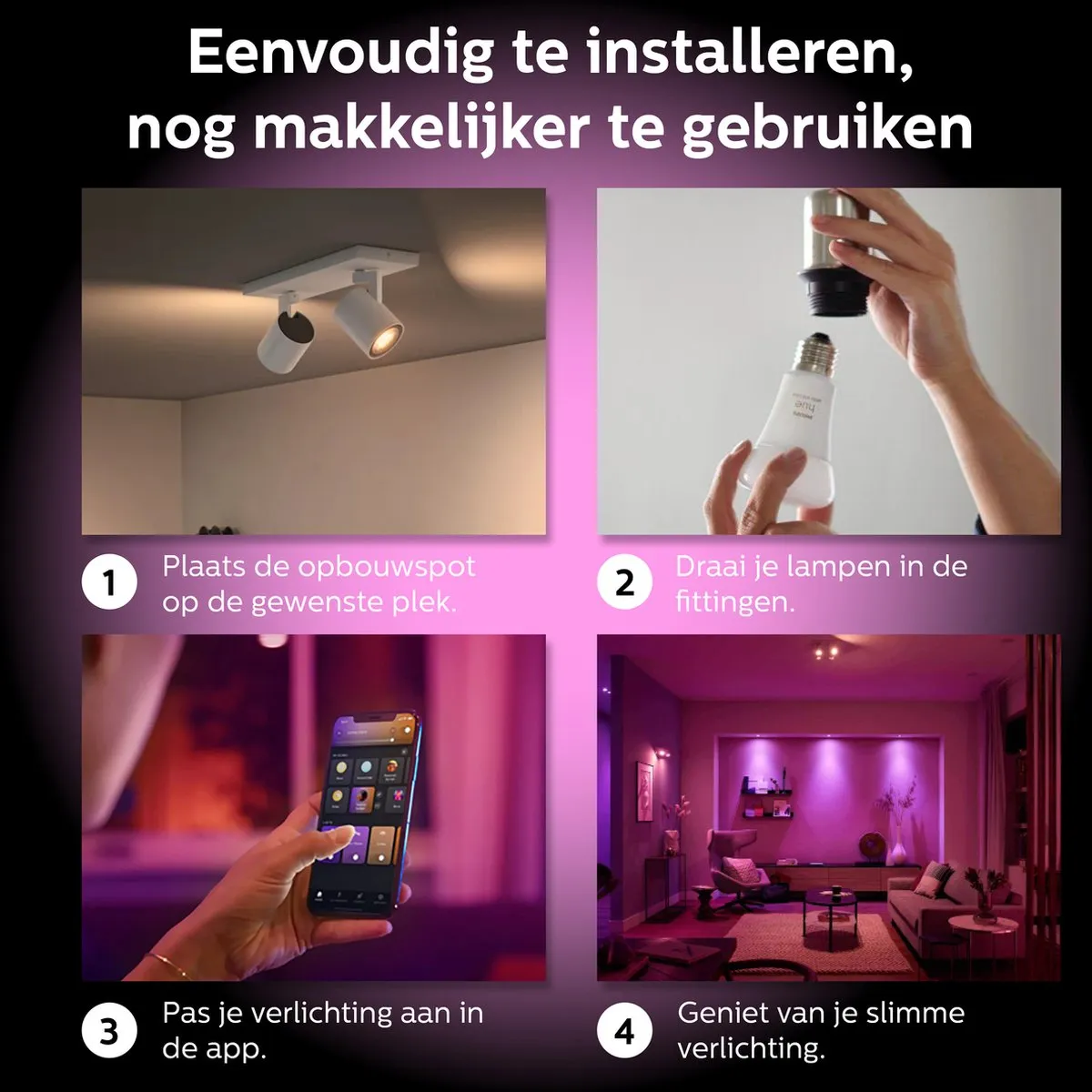 Philips Hue Runner Opbouwspot 2x GU10 RGBW - Wit