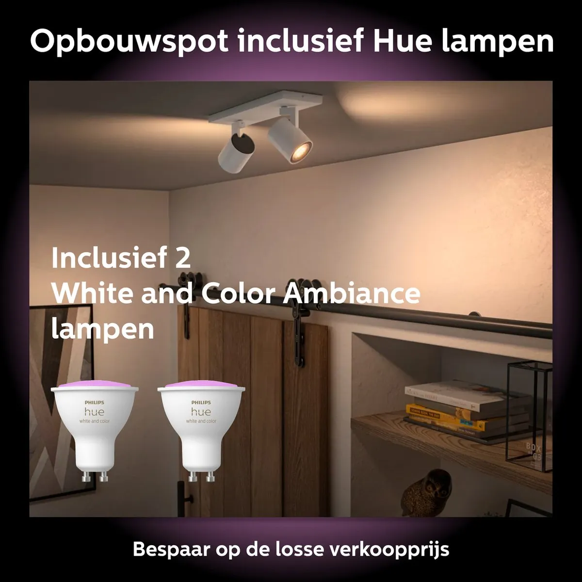 Philips Hue Runner Opbouwspot 2x GU10 RGBW - Wit