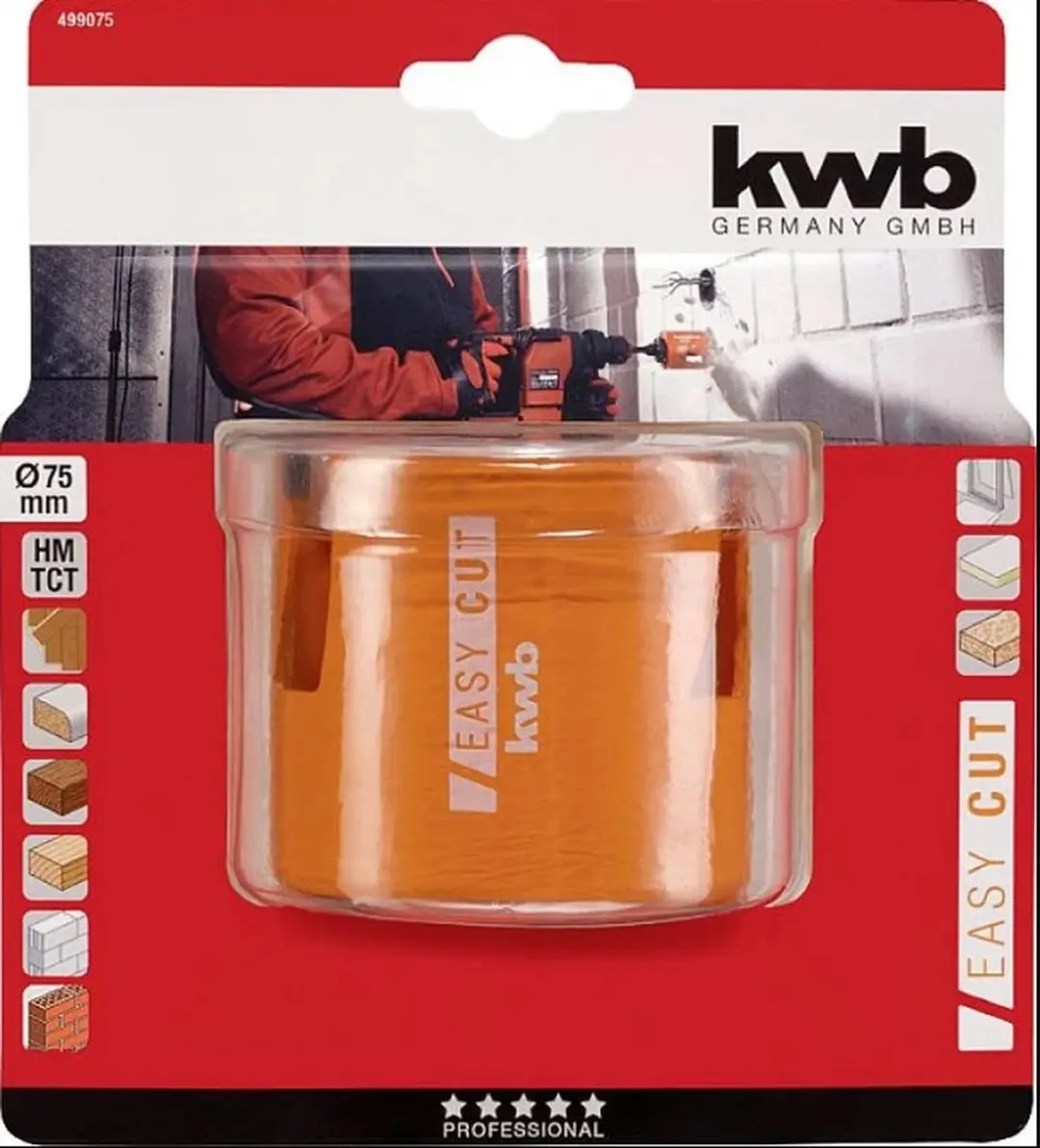KWB Gatenzaag Ø75mm - HM TCT - Versterkt