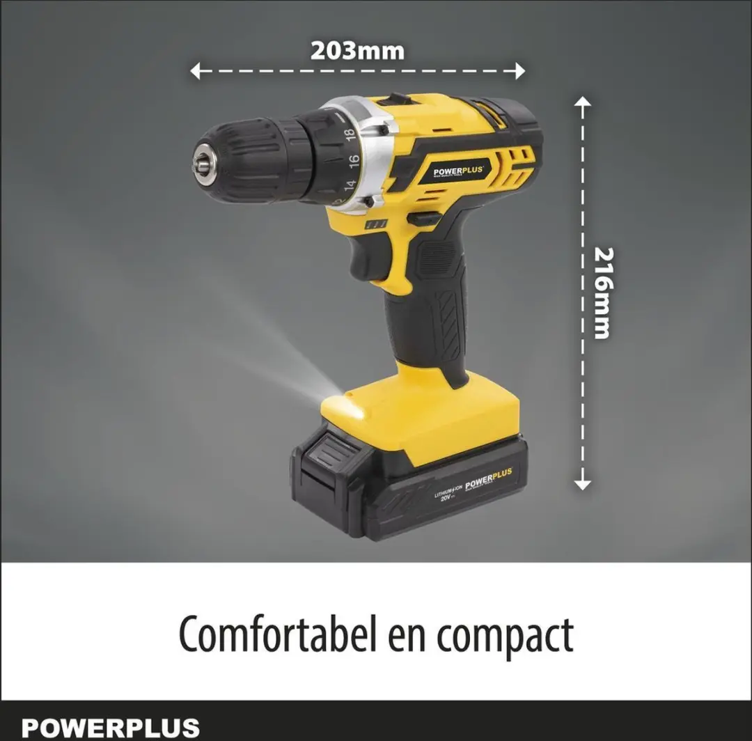 Powerplus POWX00501 Accuboormachine 20V - 3x Accu 1300mAh