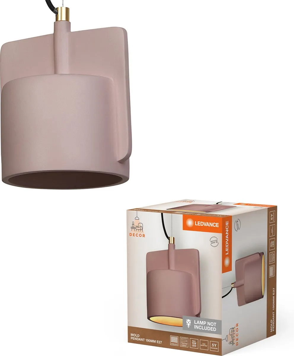 LEDVANCE Decor Mold Hanglamp 190mm 1xE27 - Roze