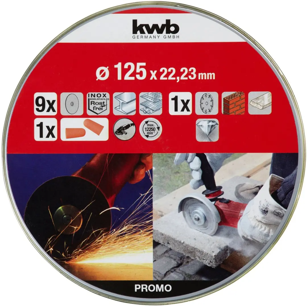 KWB 9+1 Doorslijpschijfset 125mm - 10 Stuks