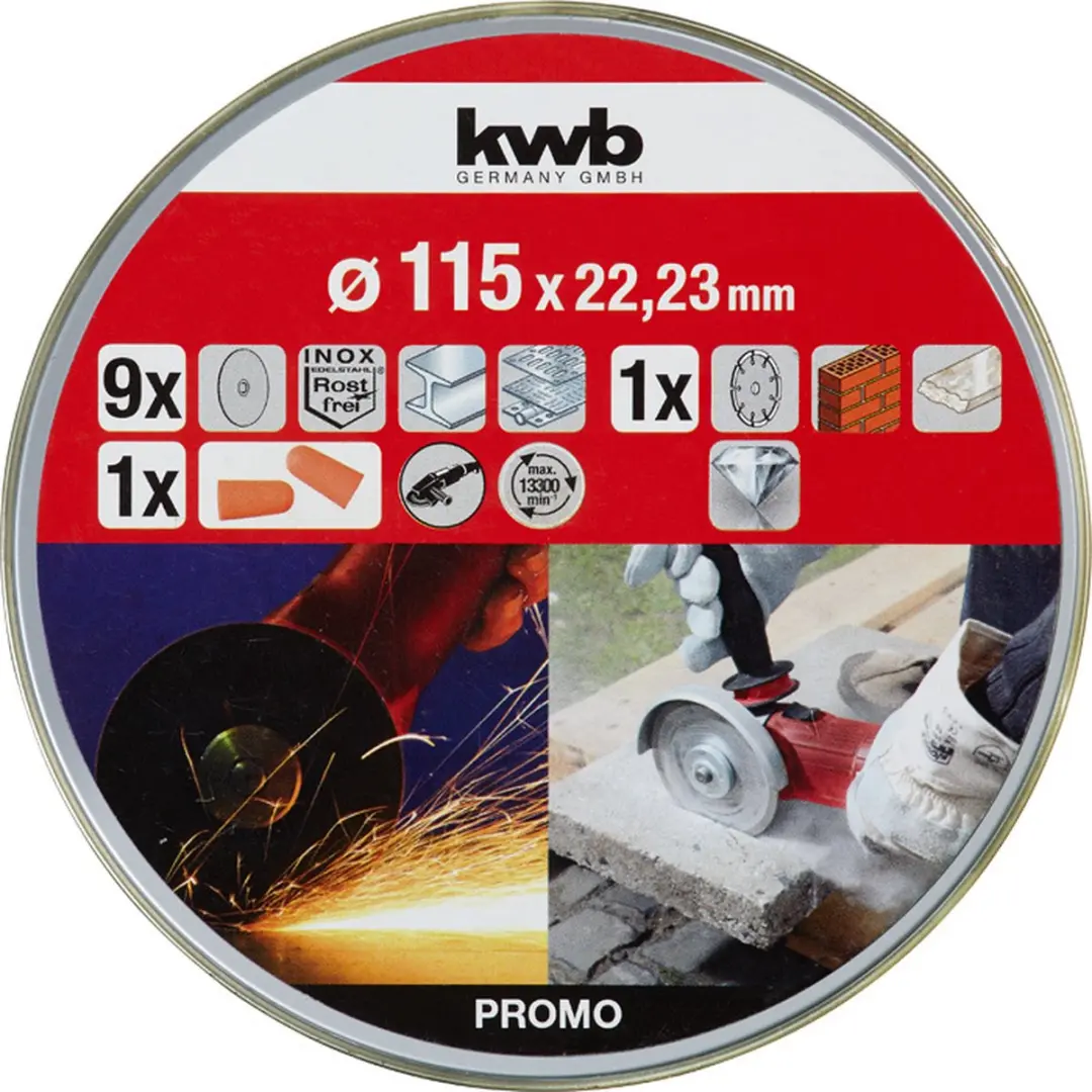 KWB 9+1 Doorslijpschijfset 125mm - 10 Stuks