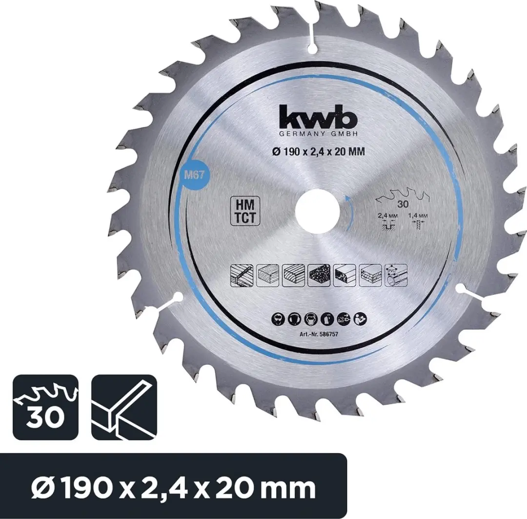 KWB Cirkelzaagblad 190x20mm 30 Tanden - Hout/MDF