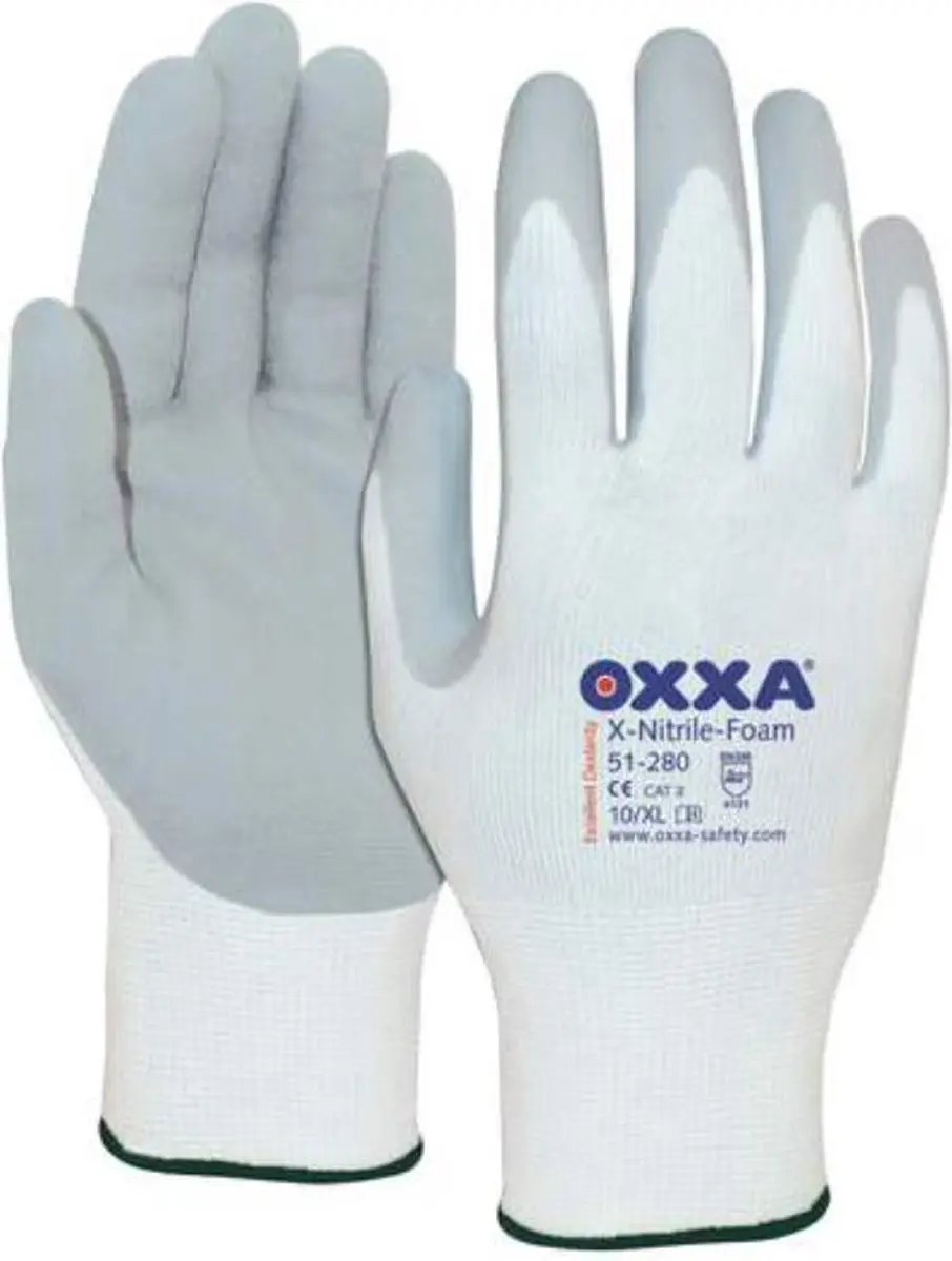 Oxxa X-Nitrile-Foam 51-280 Schildershandschoen L - 12 Stuks - Grijs