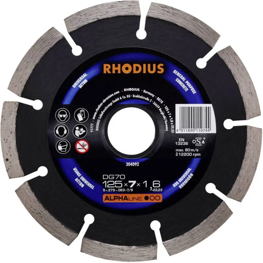 Rhodius Diamantdoorslijpschijf Beton Ø125mm ALPHAline DG70