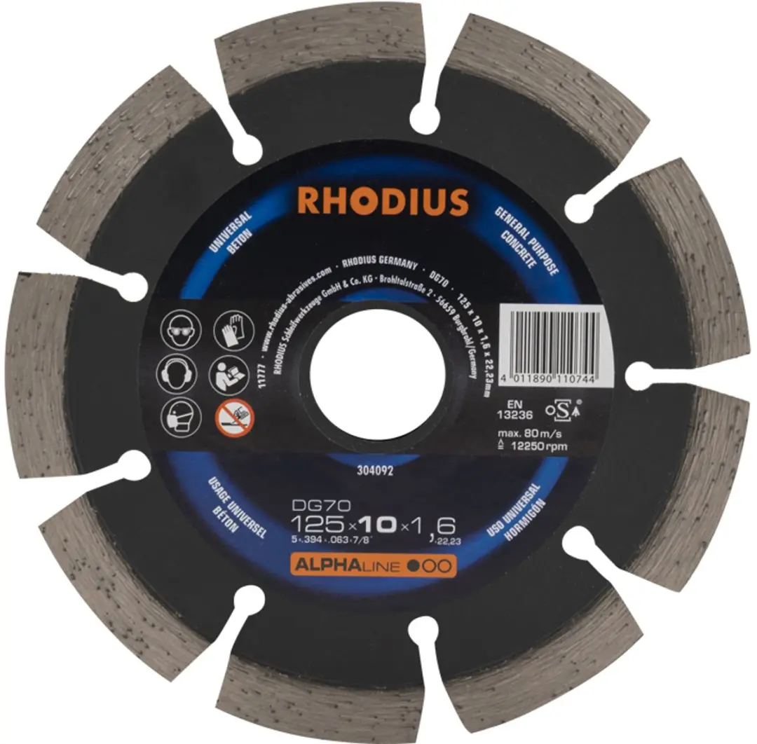 Rhodius Diamantdoorslijpschijf Beton Ø125mm ALPHAline DG70