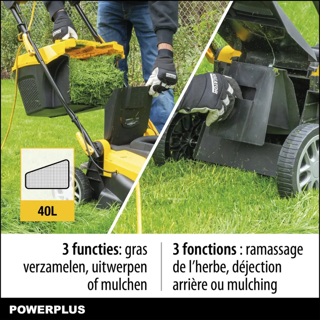 Powerplus POWXG6251 Elektrische Grasmaaier 1600W - 380mm - 40L