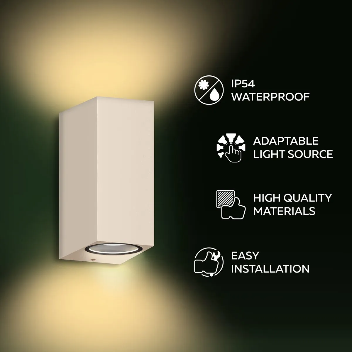 Calex Wandlamp Bergamo IP54 2x GU10 - 2 Stuks - Zwart - afbeelding 6 van 6