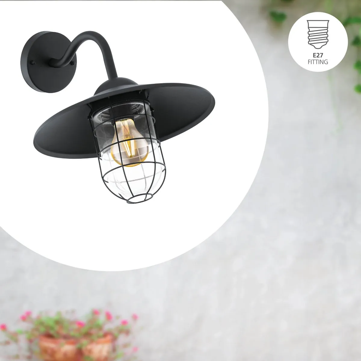 Eglo Melgoa Wandlamp E27 - 30cm - Zwart
