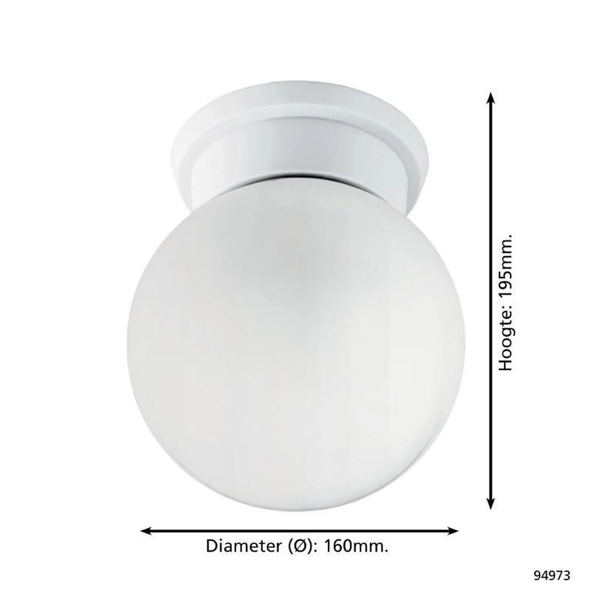 Eglo Durelo Plafondlamp E27 - Ø16cm - Wit - afbeelding 6 van 6