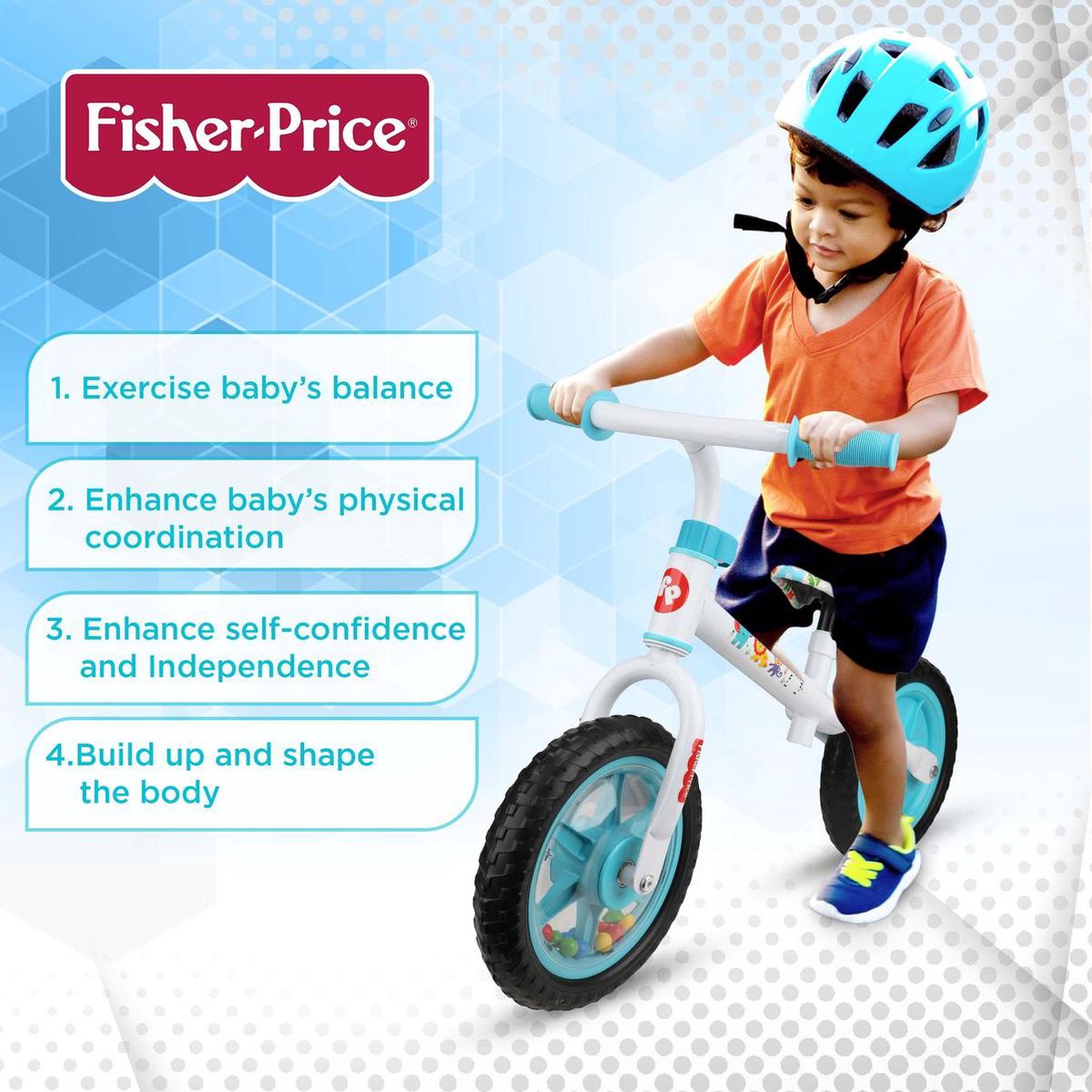 Fisher-Price Loopfiets 10 inch Frame - Verstelbaar Zadel - Wit