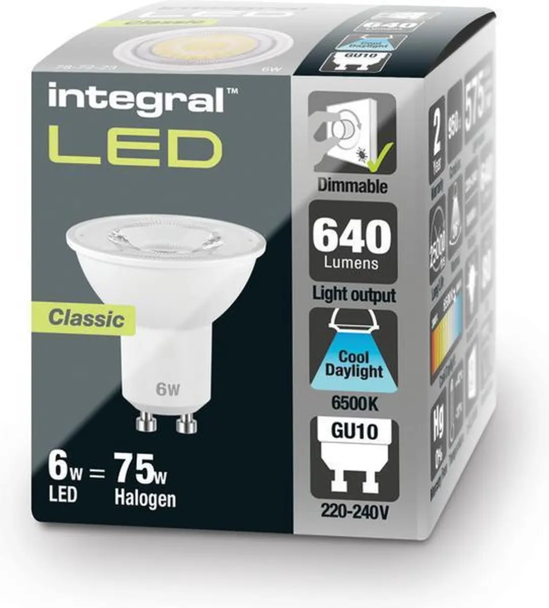 Integral Spot GU10 5.7W Daglicht 6000K - Helder wit