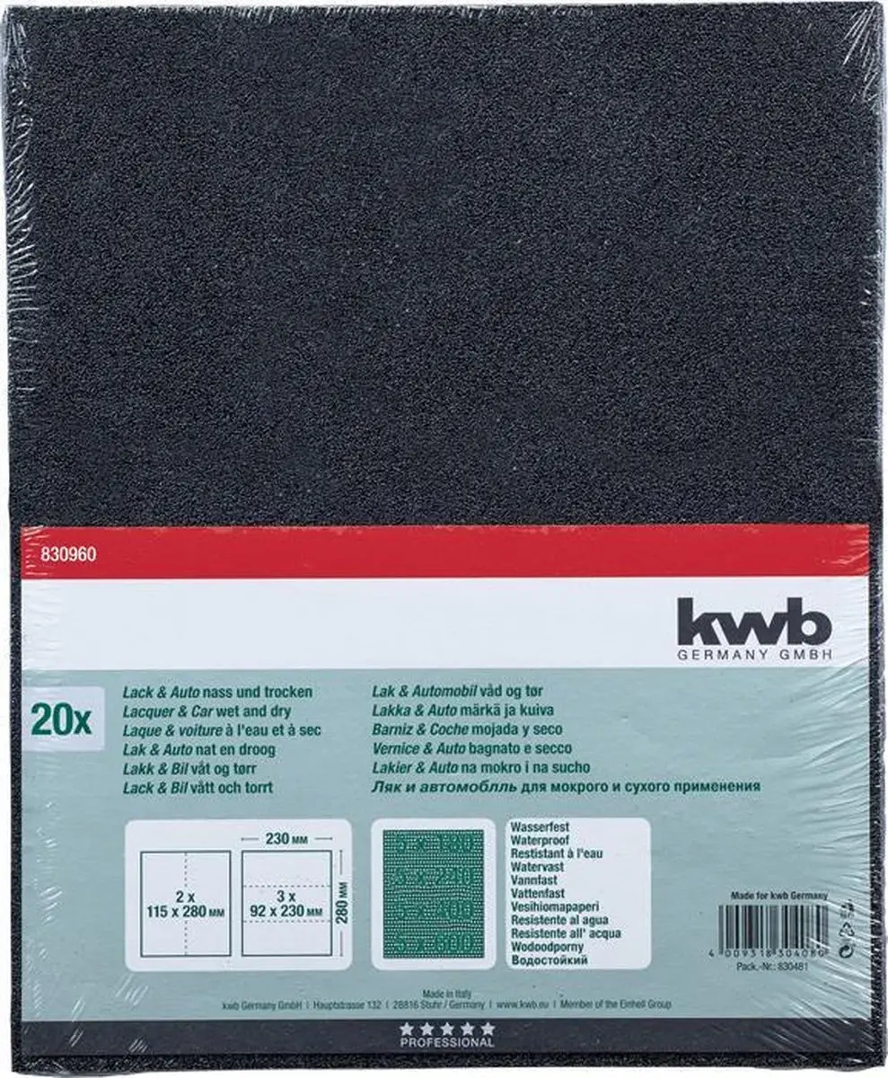 KWB Handschuurpapier Waterproof 280x230mm