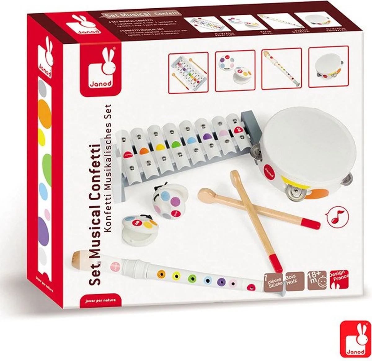 Janod Confetti Muziekinstrumenten Set - 4 Stuks