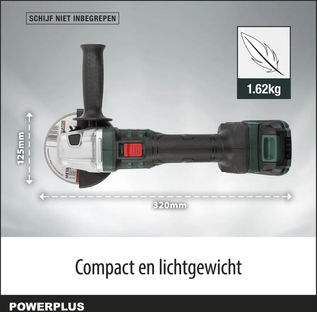 Powerplus POWPB20200 Haakse Slijper 20V - 125mm