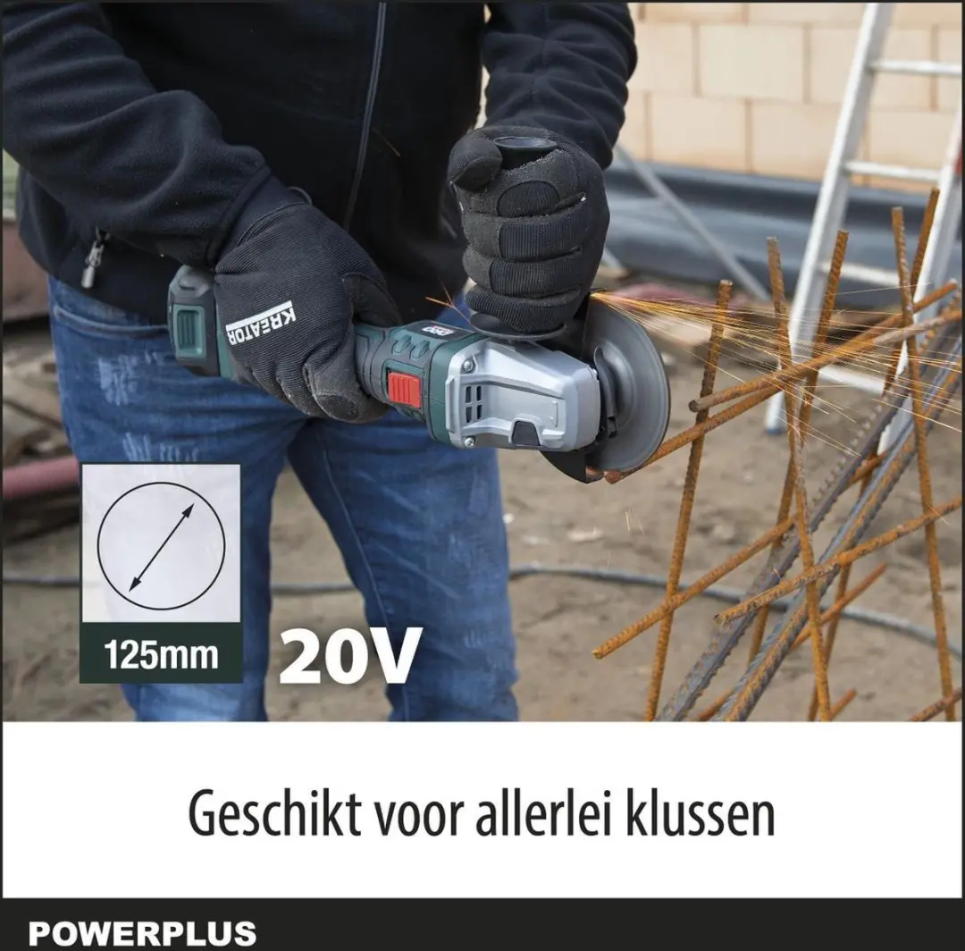 Powerplus POWPB20200 Haakse Slijper 20V - 125mm