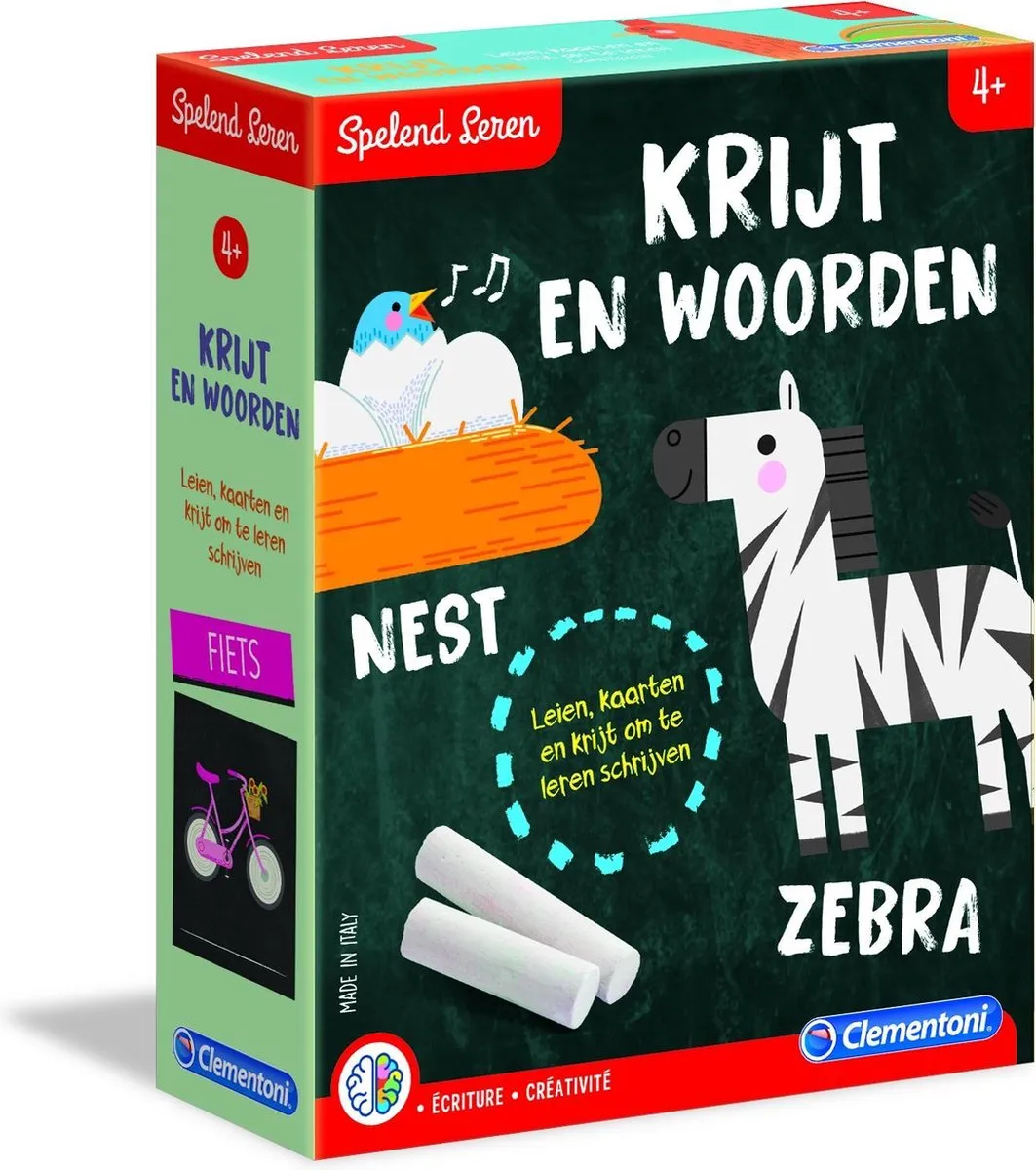 Clementoni 66910 Educatief Spel Krijtjes en Woordjes - 10 Bordjes