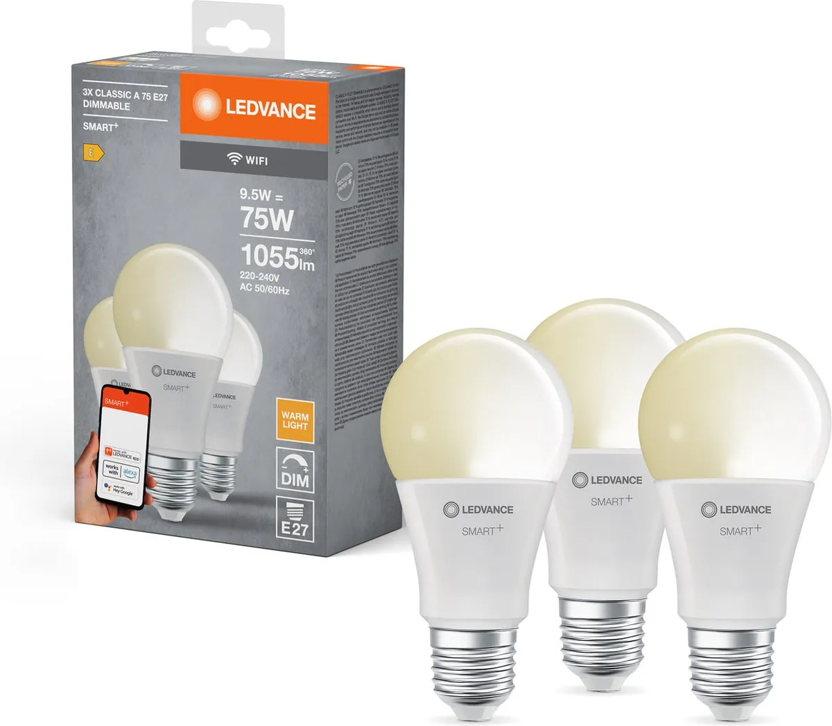 LEDVANCE Slimme LED E27 27-K Warm Wit 9.5W - 3 Stuks