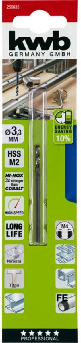KWB Metaal-spiraalboor 3.3mm - 65mm - 1 Stuk