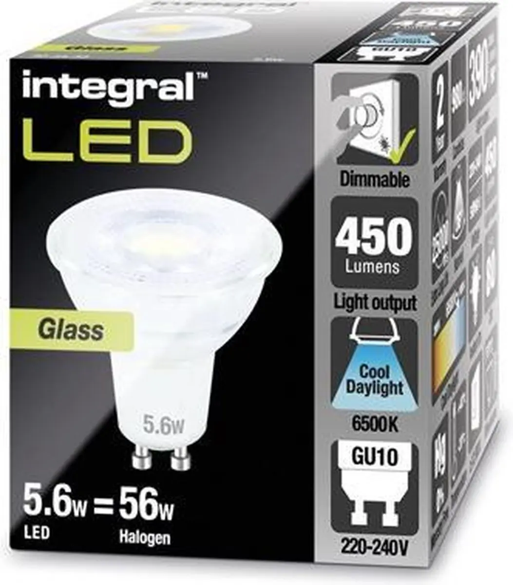 Integral GU10 LED Spot 3,6W 6500K - 5 Stuks