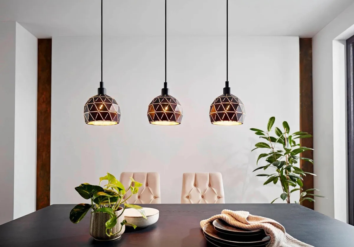 Eglo Roccaforte Hanglamp E14 - 75cm - Zwart/Goud - afbeelding 6 van 6