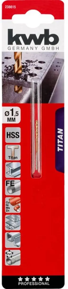 KWB HSS Titaan Spiraalboor 1,5mm - Metaal