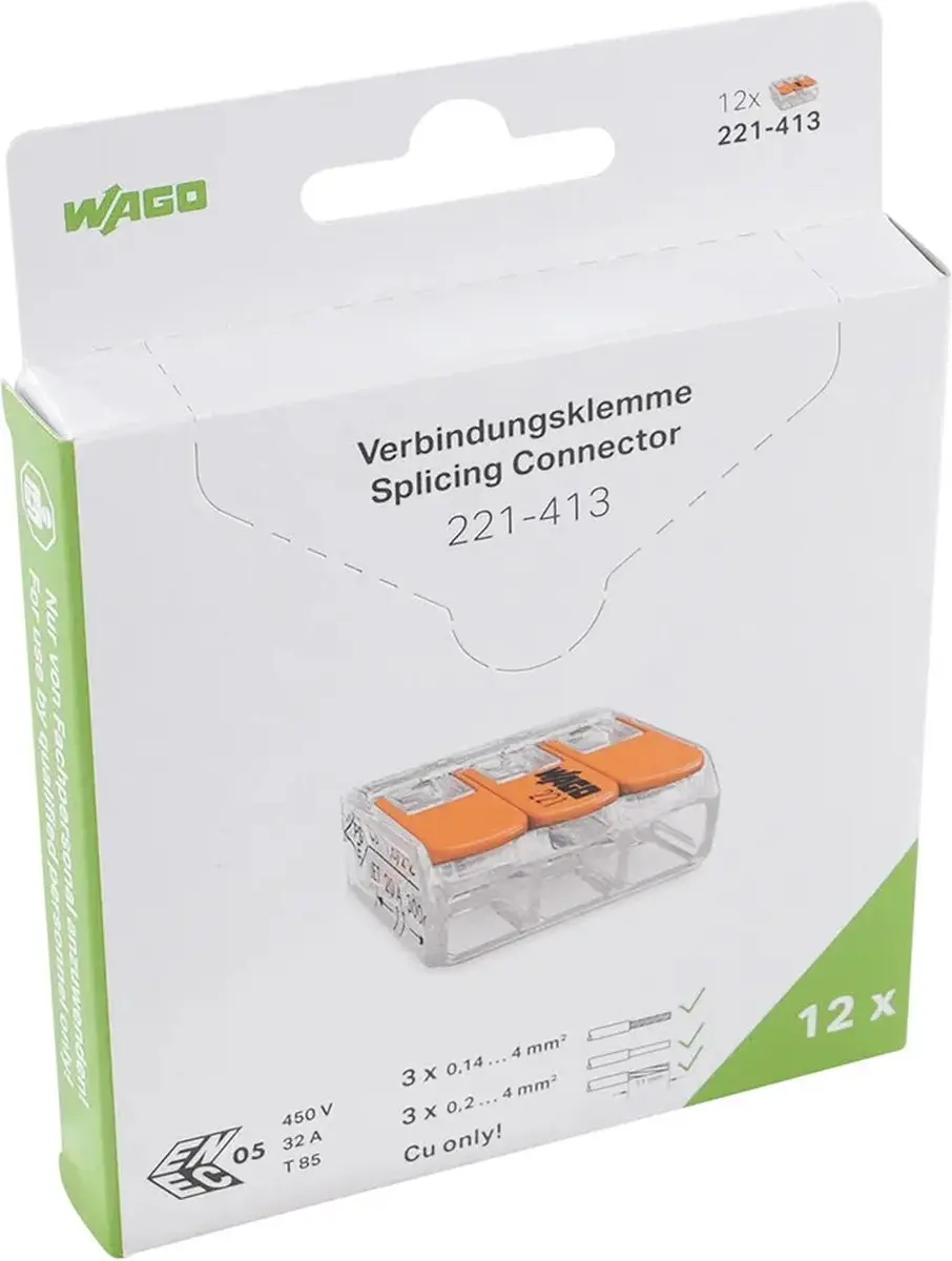 WAGO 221-413 Verbindingsklem 3-voudig - 12 Stuks