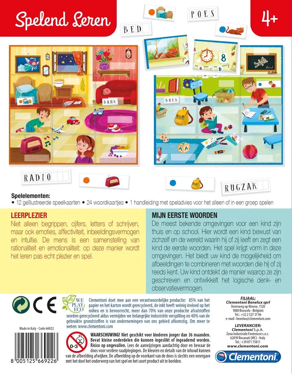 Clementoni Mijn Eerste Woordjes Educatief Spel 66922 - Speelkaarten - afbeelding 3 van 6