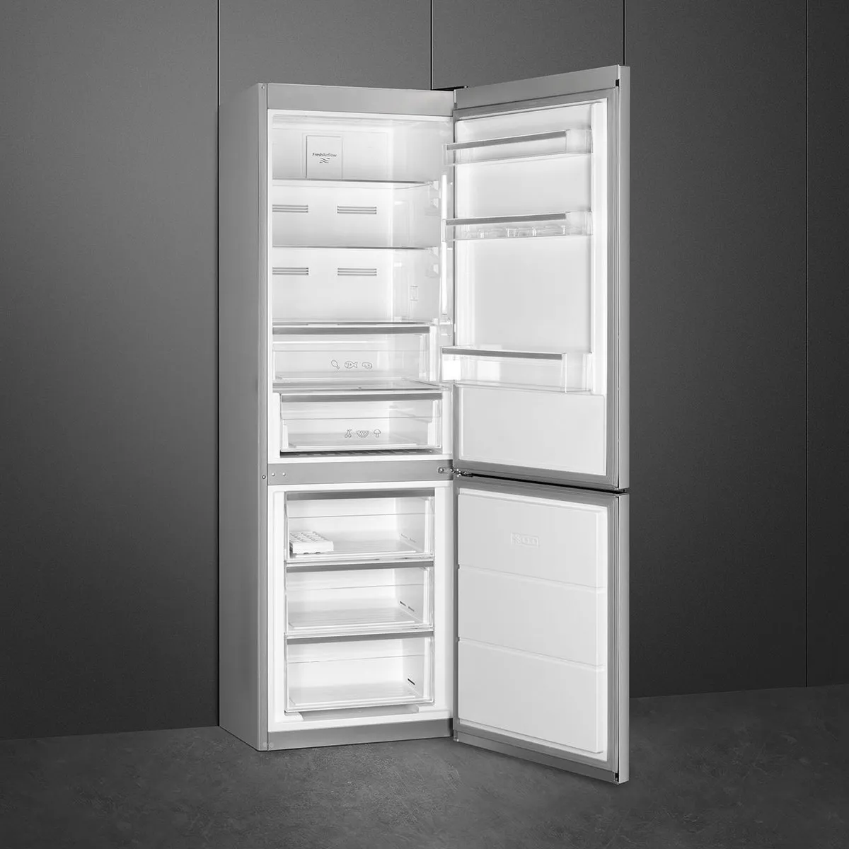 Smeg FC18EN4AX Koel-vriescombinatie 341L - No Frost - RVS