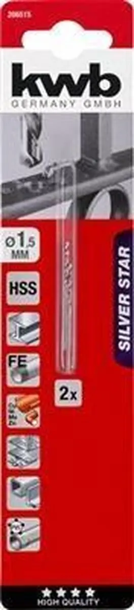KWB HSS Metaalboor Silver Star 1.5 - 2 Stuks - afbeelding 6 van 6