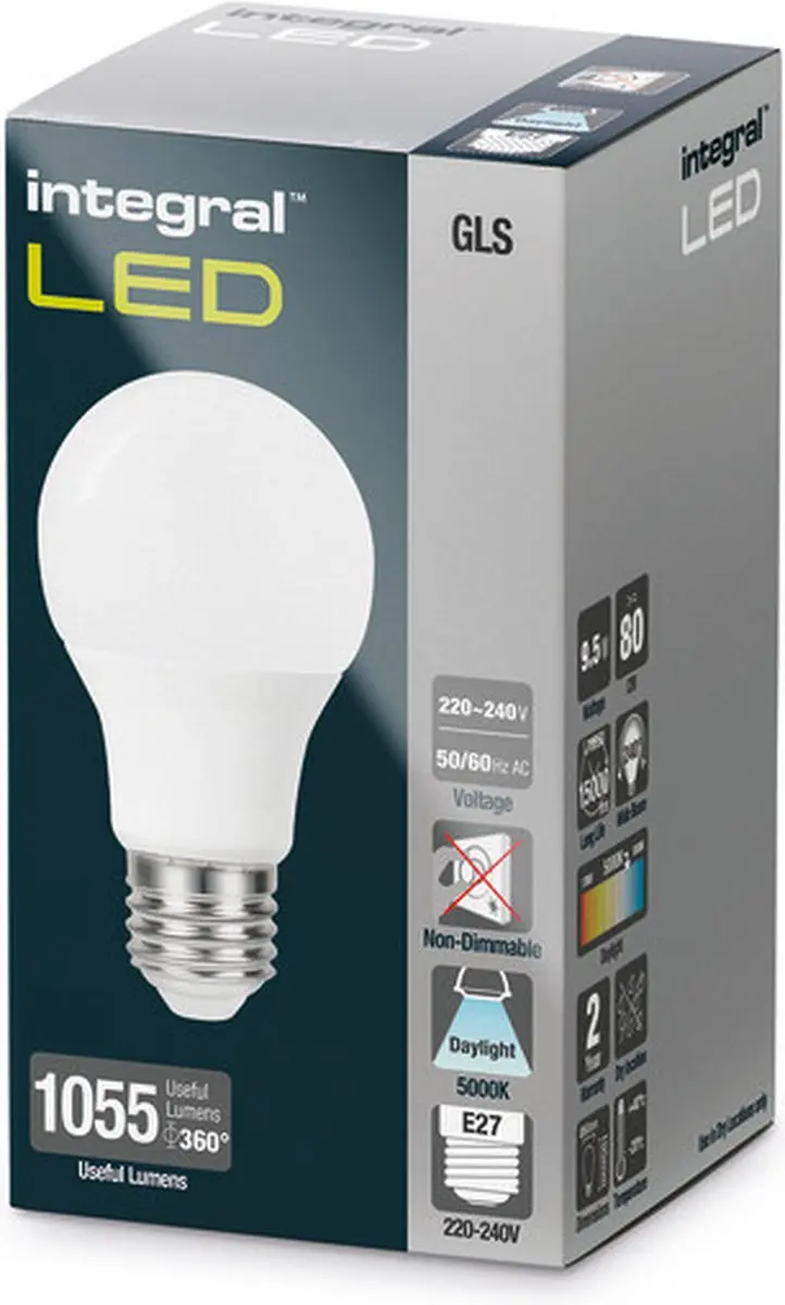Integral E27 LED Lamp 9,5W 5000K 1055 Lm - Mat