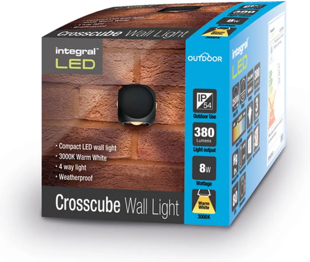 Integral Crosscube LED Wandlamp 8W 360lm - 4 Bundels - Donkergrijs