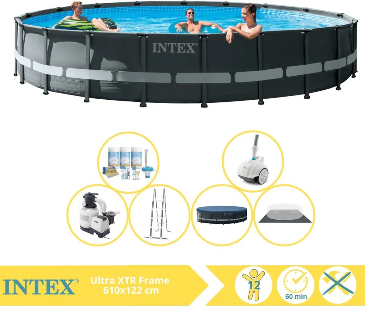 Intex Ultra XTR Frame 26334GN Opzetzwembad 610x122cm