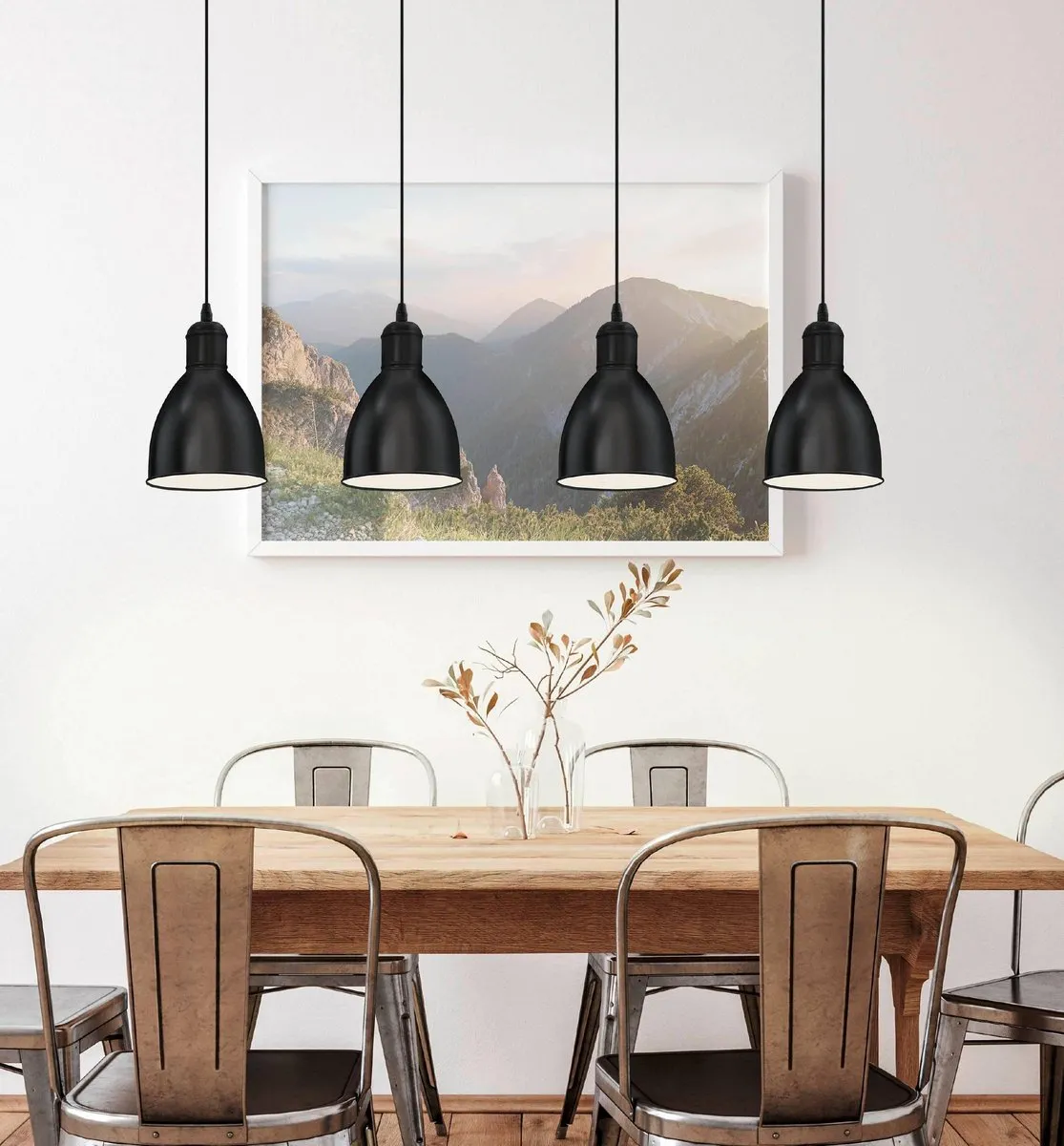 Eglo Priddy Hanglamp E27 - 97,5 cm - Zwart/Wit